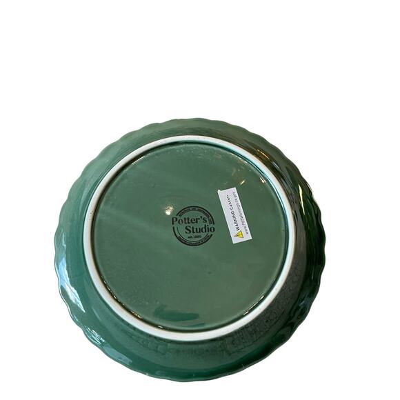 Potter's Studio Snowflake Salad Plates 7.5" Holiday Green Ceramic Set of 4 New - Picture 9 of 15